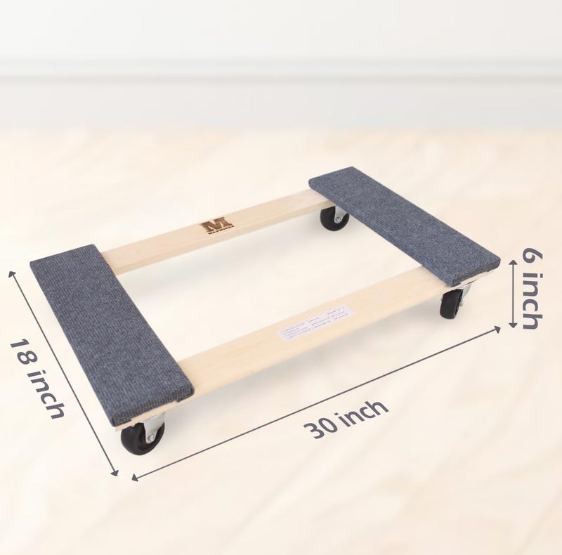 Maxworks 50857 1320 lbs. Capacity 18 in. x 30 in. Hardwood Furniture Moving Dolly KD Version, Two Pack - Image 2